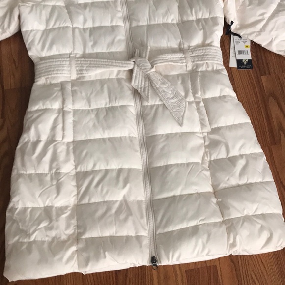 US Polo Assn White Puffer Coat Faux Fur - Picture 3 of 6